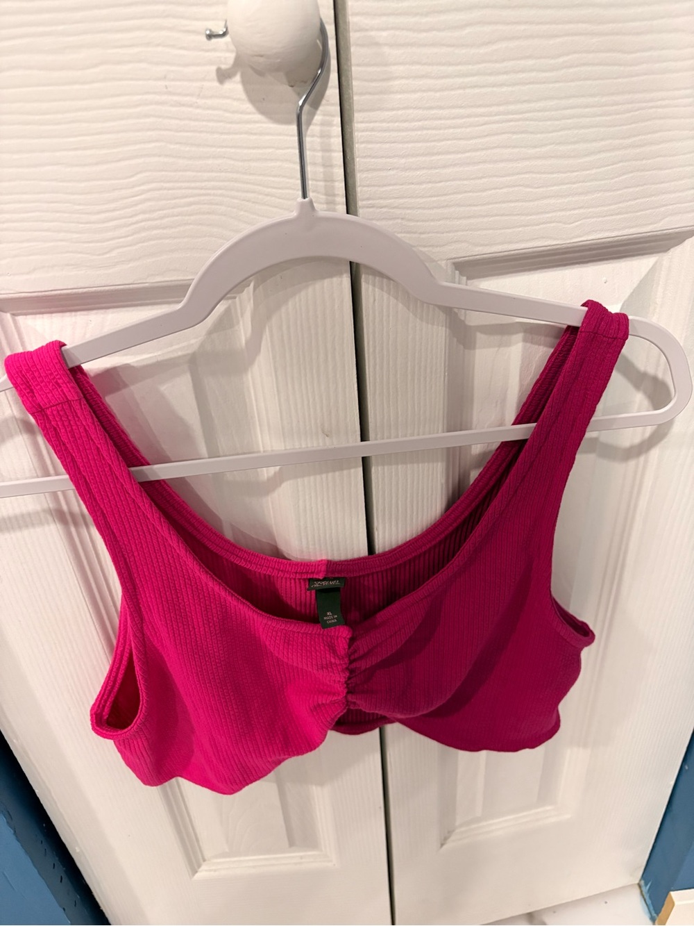 Wild Fable Hot Pink Ribbed Ruched Crop Tank Top XL